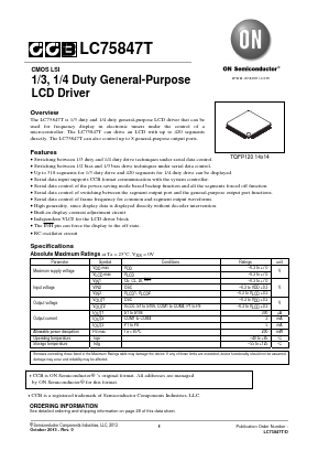 LC75847T-E Datasheet PDF ON Semiconductor