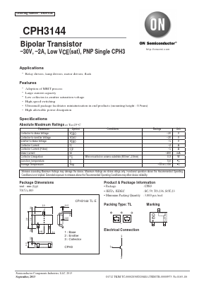 CPH3144-TL-E Datasheet PDF ON Semiconductor