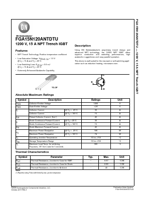 FGA15N120ANTDTU-F109 Datasheet PDF ON Semiconductor