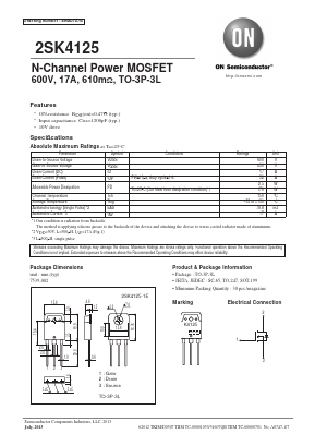 2SK4125-1E Datasheet PDF ON Semiconductor