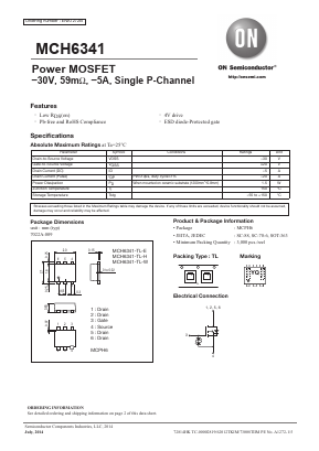 MCH6341-TL-H Datasheet PDF ON Semiconductor