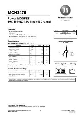MCH3475 Datasheet PDF ON Semiconductor