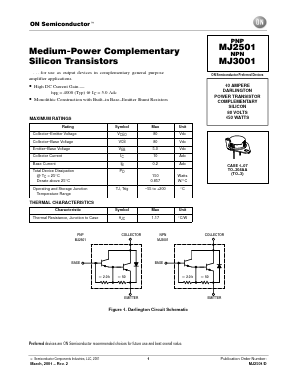 MJ3001 Datasheet PDF ON Semiconductor