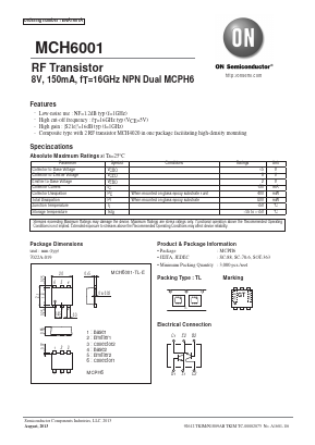 MCH6001 Datasheet PDF ON Semiconductor