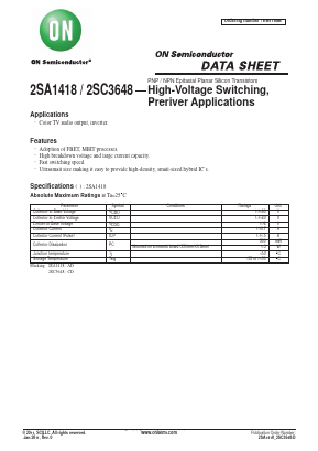 2SC3648 Datasheet PDF ON Semiconductor