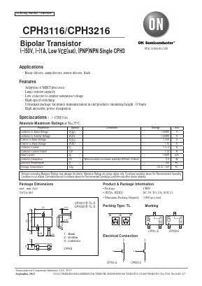 CPH3116-TL-E Datasheet PDF ON Semiconductor