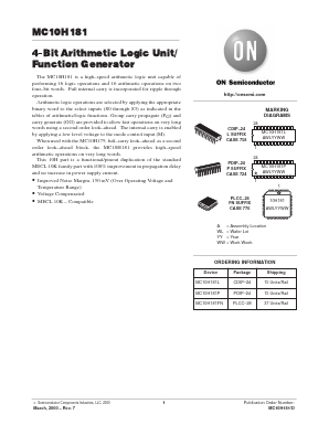 MC10H181 Datasheet PDF ON Semiconductor