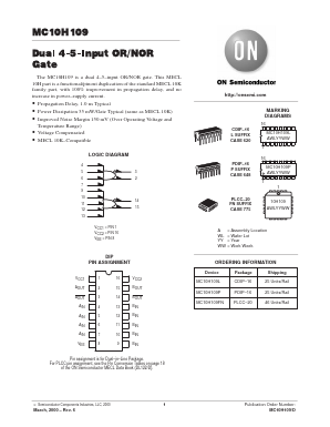 MC10H109FN Datasheet PDF ON Semiconductor