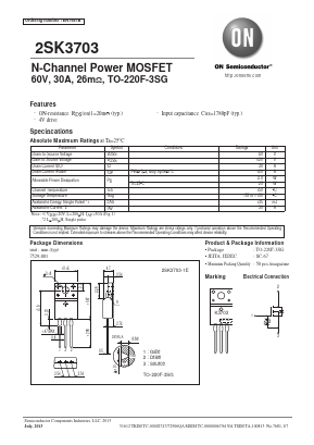 2SK3703 Datasheet PDF ON Semiconductor