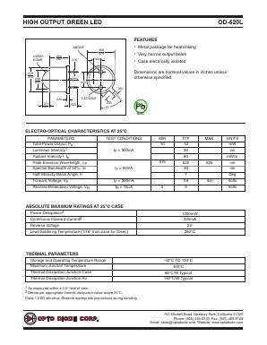 OD-520L Datasheet PDF OptoDiode Corp