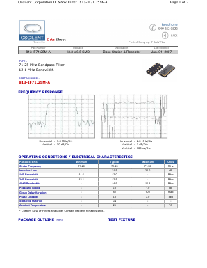 813-IF71.25M-A Datasheet PDF Oscilent Corporation