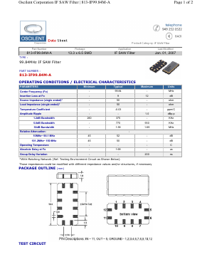 813-IF99.84M-A Datasheet PDF Oscilent Corporation