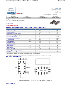 813-SL100.0M-28 Datasheet PDF Oscilent Corporation