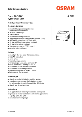 LAE675-U1 Datasheet PDF OSRAM GmbH