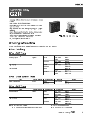 G2R-1-AC220 Datasheet PDF OMRON Corporation