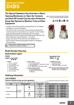 D4BS-K2 Datasheet PDF OMRON Corporation