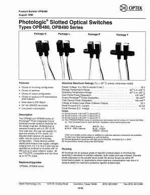 OPB480T15 Datasheet PDF Optek Technology