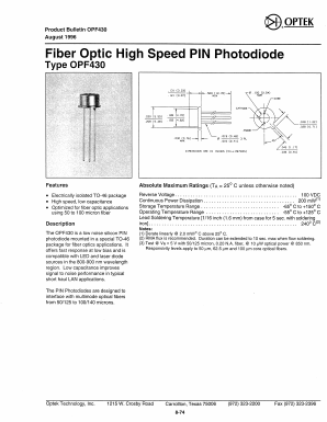 OPF430 Datasheet PDF Optek Technology
