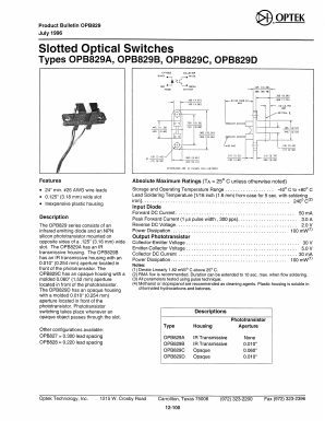 OPB829A Datasheet PDF Optek Technology