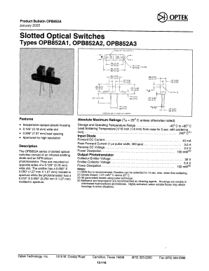 OPB852A1 Datasheet PDF Optek Technology