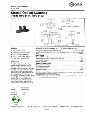 OPB844A Datasheet PDF Optek Technology