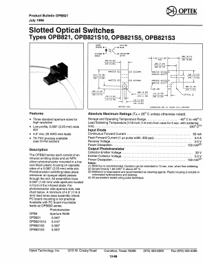 OPB821 Datasheet PDF Optek Technology