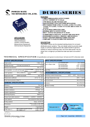 DUR01 Datasheet PDF Power Mate Technology