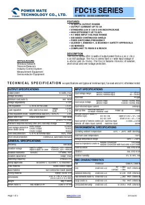 FDC15-48S05 Datasheet PDF Power Mate Technology