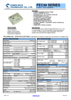 FEC30-24S1P5 Datasheet PDF Power Mate Technology