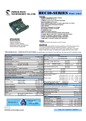 HEC50-48S15 Datasheet PDF Power Mate Technology