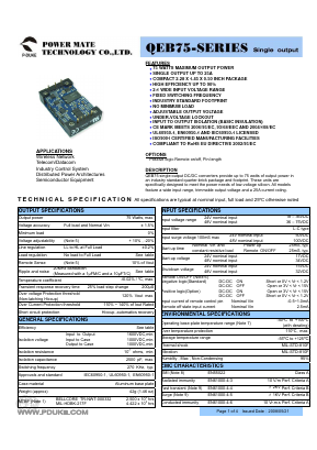 QEB75-48S05-S Datasheet PDF Power Mate Technology