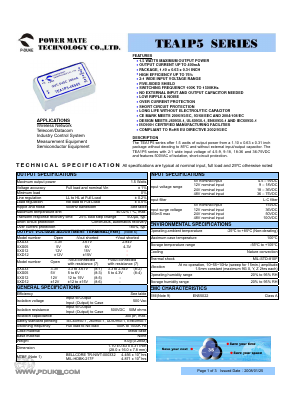 TEA1P5-12D12 Datasheet PDF Power Mate Technology