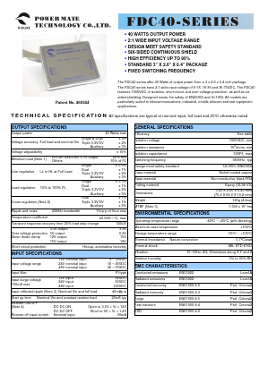 FDC40-24S12 Datasheet PDF Power Mate Technology