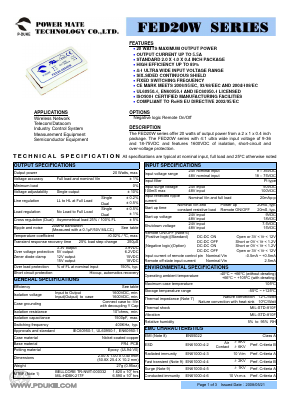 FED20-24S05W Datasheet PDF Power Mate Technology
