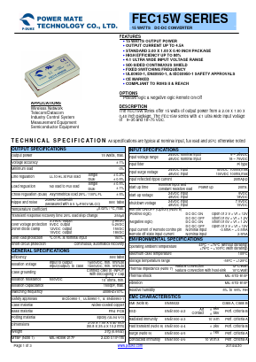 FEC15-48S5P1W Datasheet PDF Power Mate Technology
