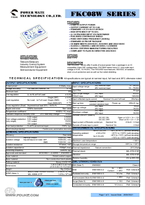 FKC08-48D05W Datasheet PDF Power Mate Technology