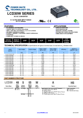 LCD30-48S15W Datasheet PDF Power Mate Technology
