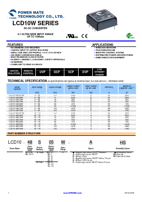 LCD10-48D05W Datasheet PDF Power Mate Technology