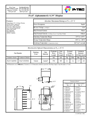 PA47-CADY01 Datasheet PDF P-tec Corporation