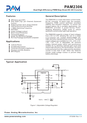 PAM2306VIN2YPEC Datasheet PDF Power Analog Micoelectronics