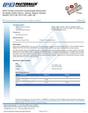 PE4225 Datasheet PDF Pasternack Enterprises, Inc.