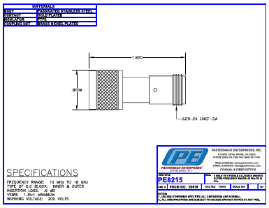 PE8215 Datasheet PDF Pasternack Enterprises, Inc.