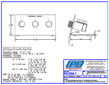 PE7058-1 Datasheet PDF Pasternack Enterprises, Inc.