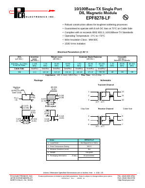 EPF8278-LF Datasheet PDF PCA ELECTRONICS INC.