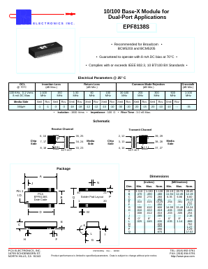 EPF8138S Datasheet PDF PCA ELECTRONICS INC.