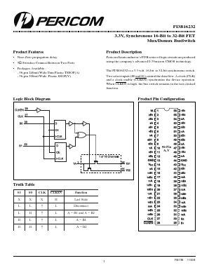 PI3B16232V Datasheet PDF Pericom Semiconductor Corporation