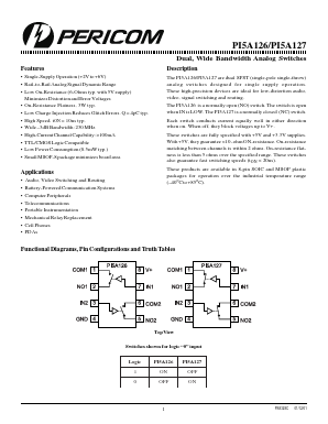 PI5A127W Datasheet PDF Pericom Semiconductor Corporation