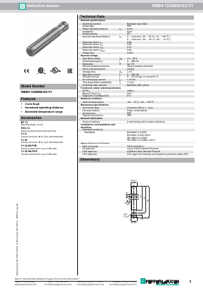 NBB4-12GM50-E2-V1 Datasheet PDF Pepperl+Fuchs Inc.