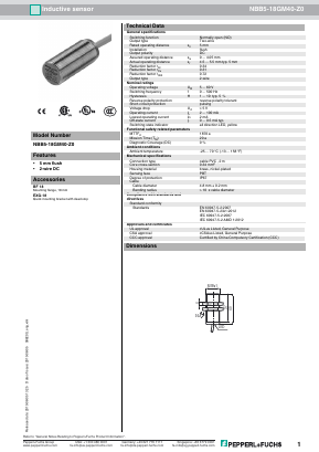 NBB5-18GM40-Z0 Datasheet PDF Pepperl+Fuchs Inc.
