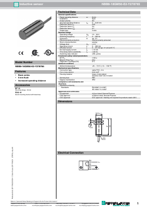 NBB8-18GM50-E2-Y278765 Datasheet PDF Pepperl+Fuchs Inc.